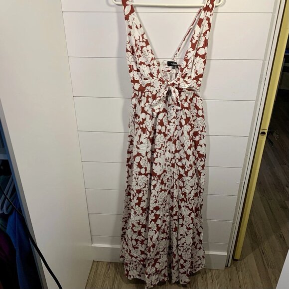 Aakaa Dresses & Skirts - Aakaa Floral Maxi Dress Women Sz S Reddish Brown & White Fall Boho